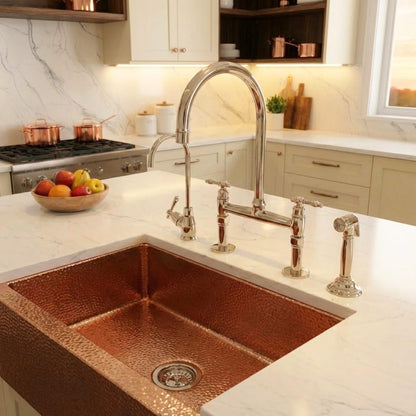 Luxury Polished Nickel Bridge Kitchen Faucet