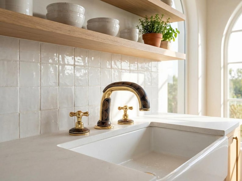 Moroccan Mosaic Brass Widespread Faucet