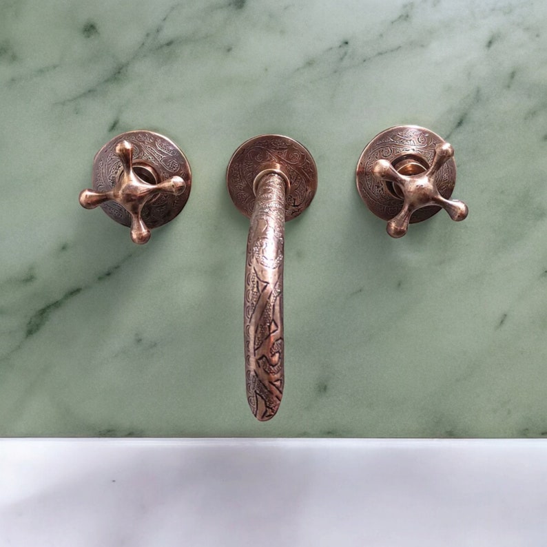 Intricately Hand-Engraved Wall-Mount Faucet