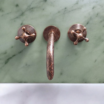 Intricately Hand-Engraved Wall-Mount Faucet