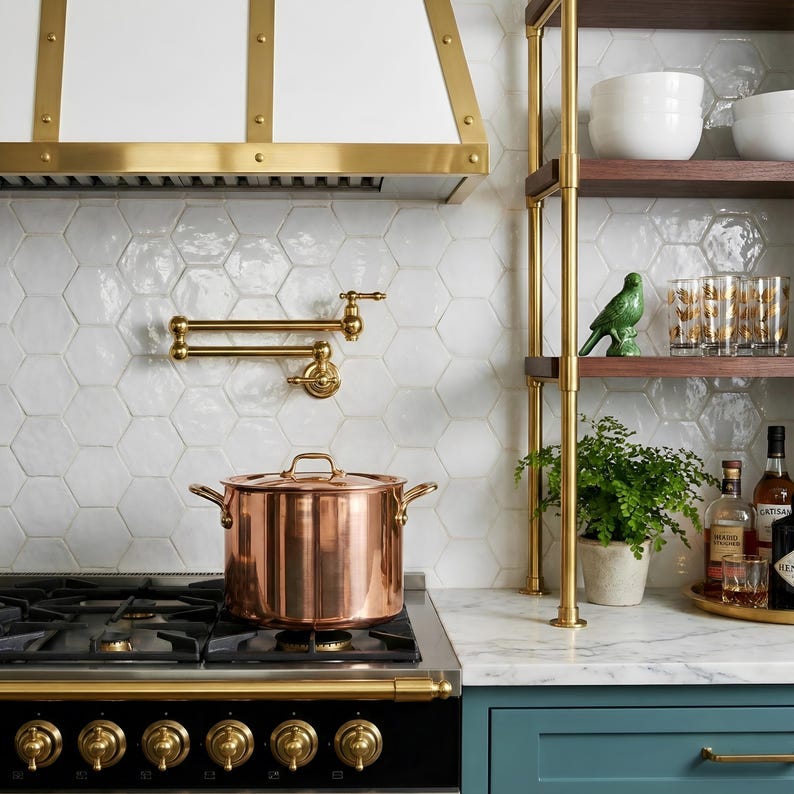 Luxury Unlacquered Brass Wall Pot Filler Faucet