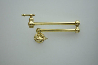 Antique Unlacquered Brass Wall Pot Filler Faucet
