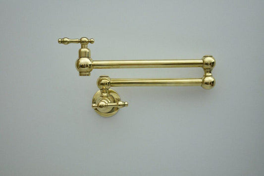 Antique Unlacquered Brass Wall Pot Filler Faucet