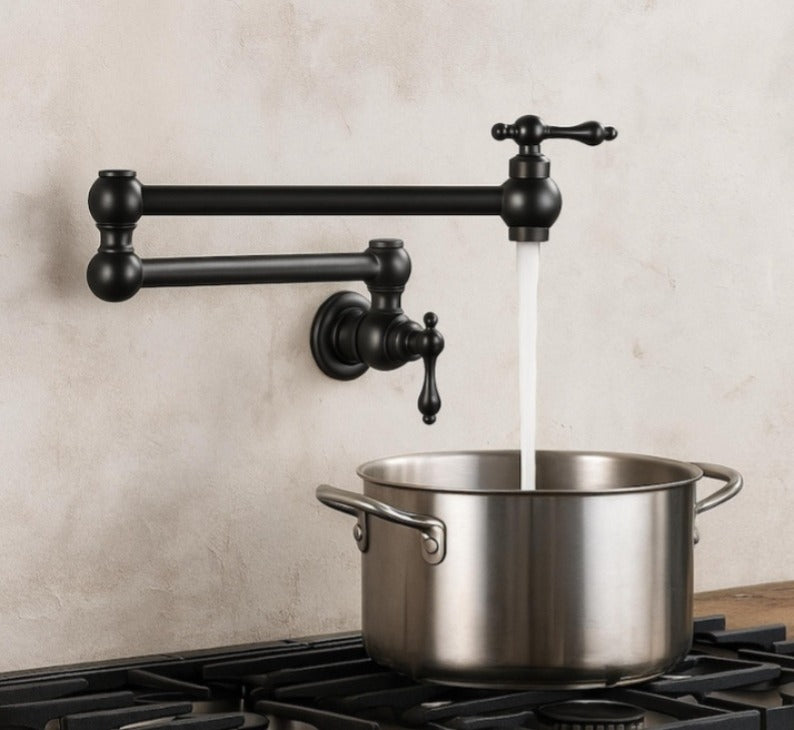 Vintage Unlacquered Brass Wall Pot Filler Faucet