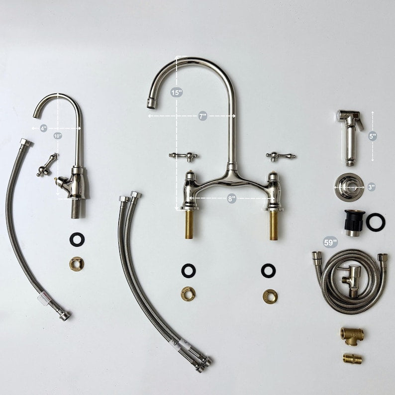 Polished Nickel Bridge Kitchen Faucet