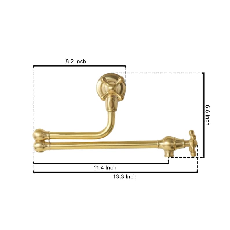 Unlacquered Brass Wall Mounted Pot Filler Faucet