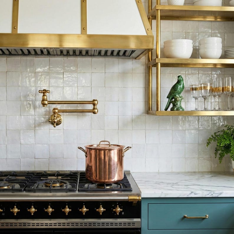 Luxury Unlacquered Brass Wall Pot Filler Faucet