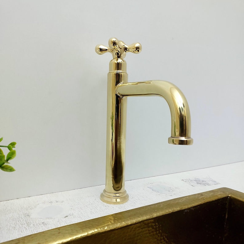 Tall Polished Brass Faucet