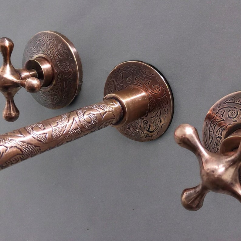 Intricately Hand-Engraved Wall-Mount Faucet