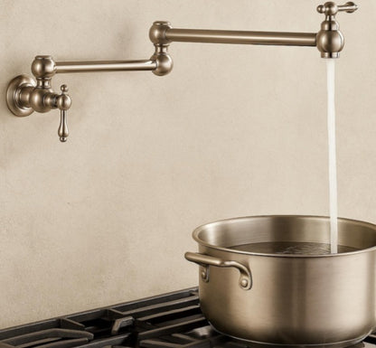 Vintage Unlacquered Brass Wall Pot Filler Faucet