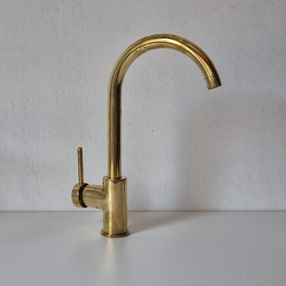 Modern Polished Brass Gooseneck Single-Handle Faucet
