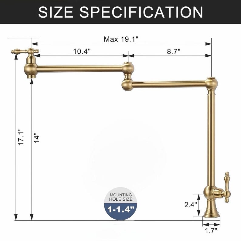 Vintage Unlacquered Brass Pot Filler Faucet
