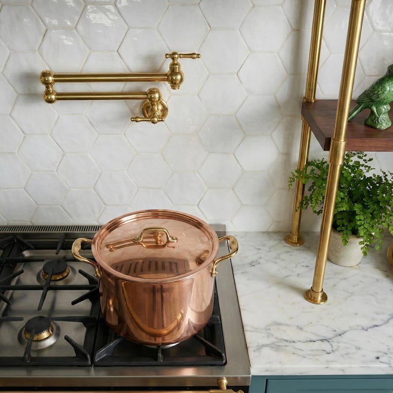 Luxury Unlacquered Brass Wall Pot Filler Faucet