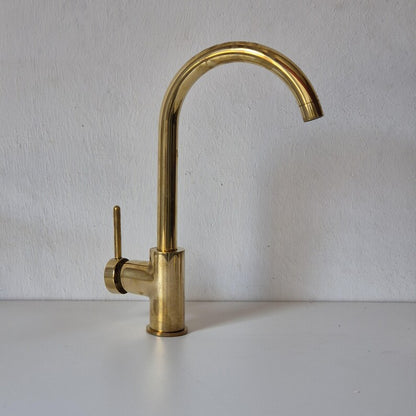 Modern Polished Brass Gooseneck Single-Handle Faucet