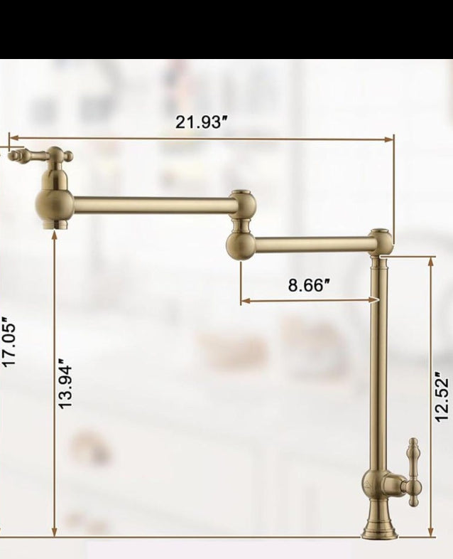 Deck Mounted Unlacquered Brass Pot Filler Faucet