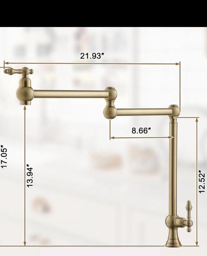Deck Mounted Unlacquered Brass Pot Filler Faucet
