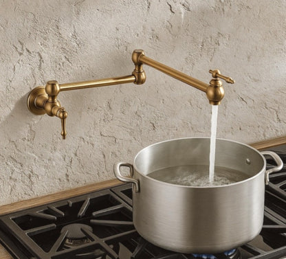 Vintage Unlacquered Brass Wall Pot Filler Faucet