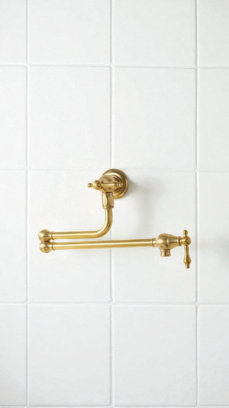 Unlacquered Brass Wall Mounted Pot Filler Faucet