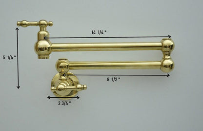 Antique Unlacquered Brass Wall Pot Filler Faucet