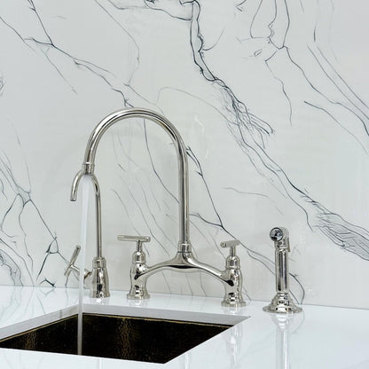 Polished Nickel Bridge Kitchen Faucet