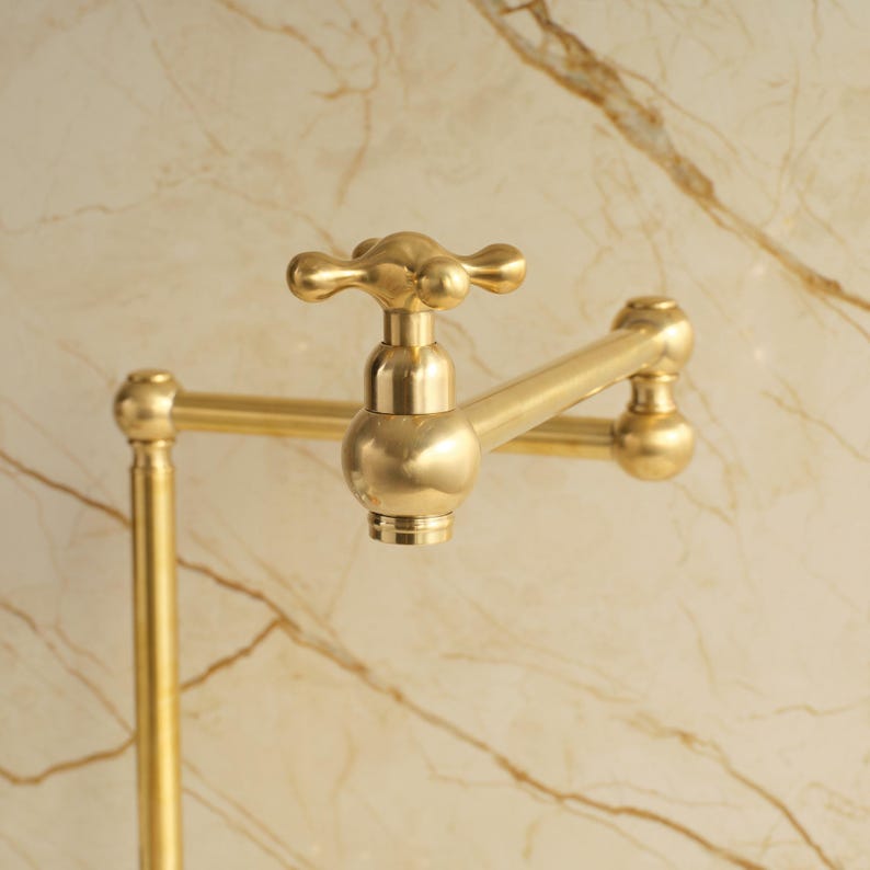 Vintage Unlacquered Brass Pot Filler Faucet