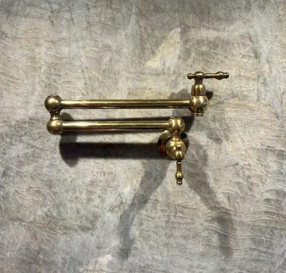 Antique Unlacquered Brass Wall Pot Filler Faucet