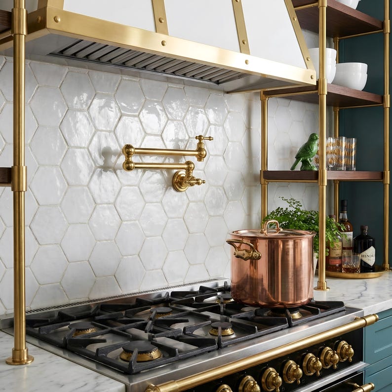 Luxury Unlacquered Brass Wall Pot Filler Faucet