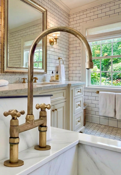 Luxury Solid Brass Bridge Kitchen Faucet