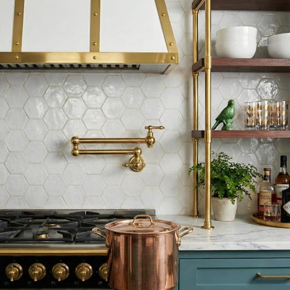 Luxury Unlacquered Brass Wall Pot Filler Faucet