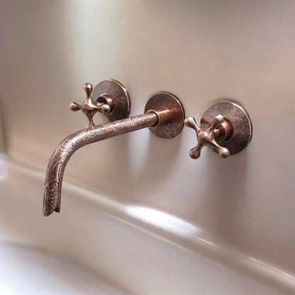 Intricately Hand-Engraved Wall-Mount Faucet