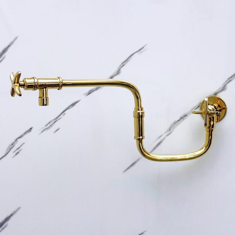 Polished Brass Wall Mount Pot Filler Faucet