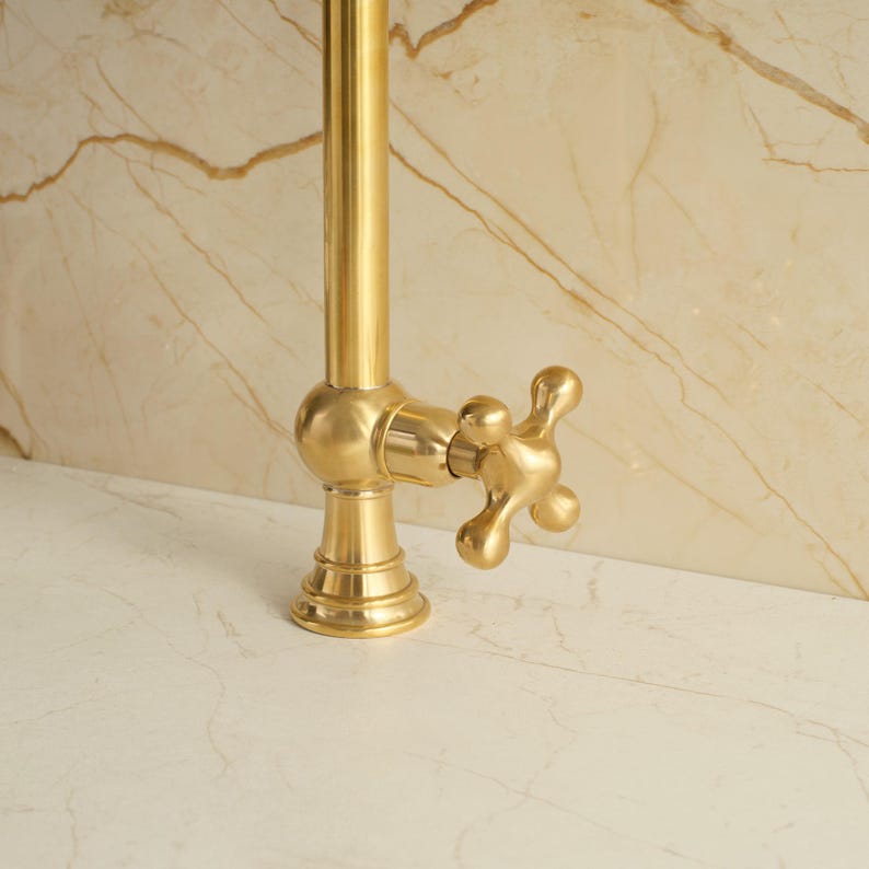 Vintage Unlacquered Brass Pot Filler Faucet