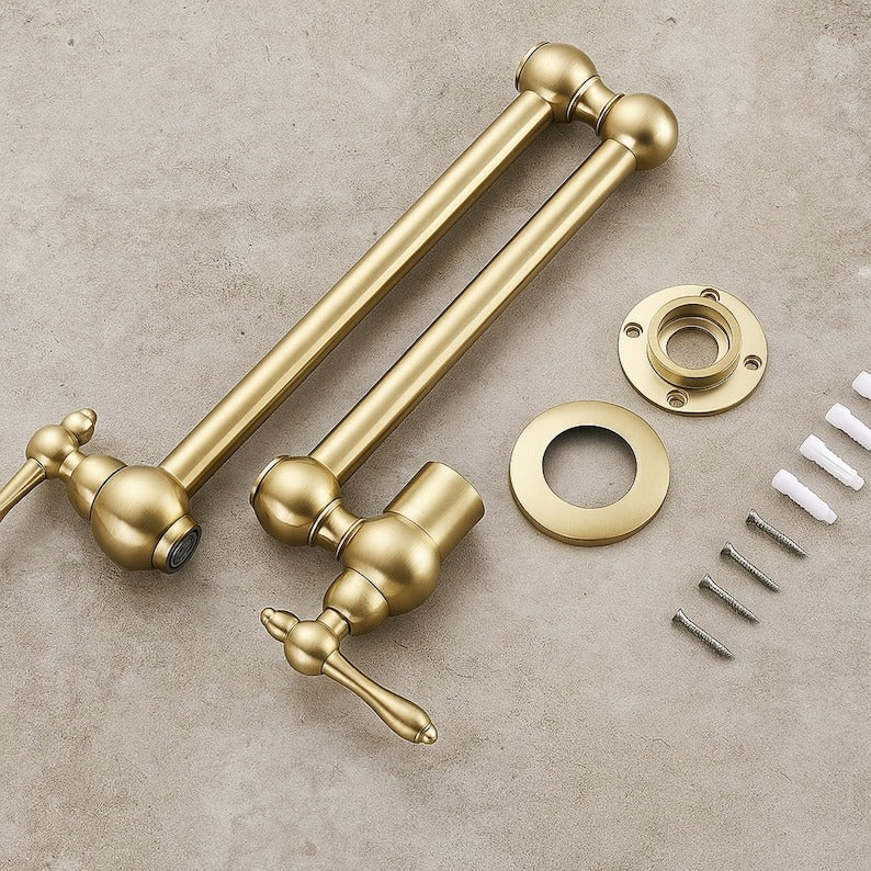 Vintage Unlacquered Brass Wall Pot Filler Faucet