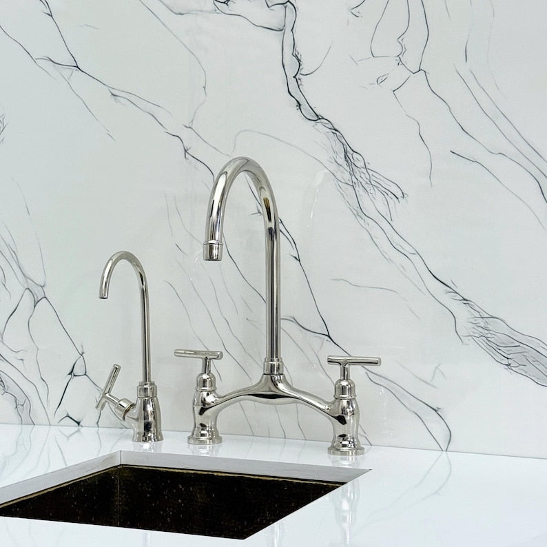 Polished Nickel Bridge Kitchen Faucet