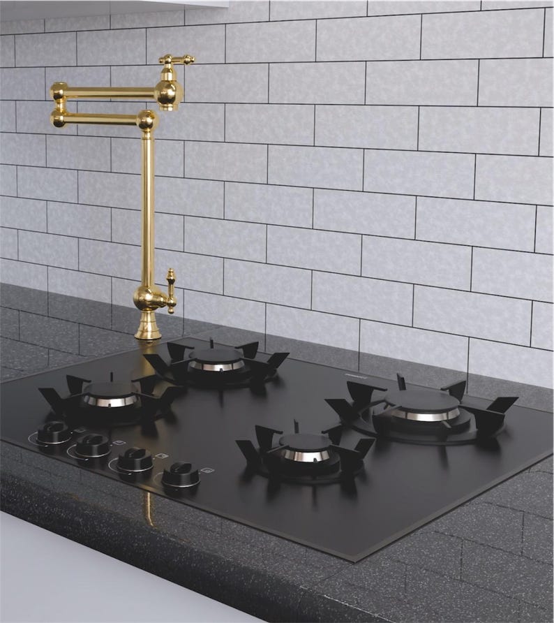 Deck Mounted Unlacquered Brass Pot Filler Faucet