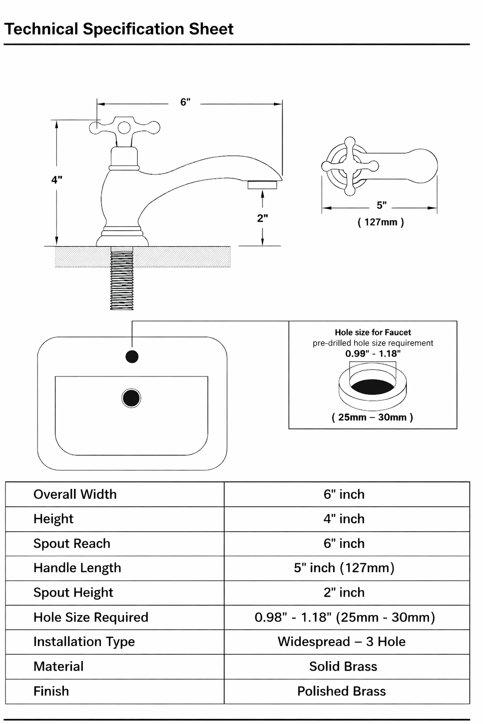 Polished Brass Widespread Bathroom Faucet