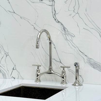 Polished Nickel Bridge Kitchen Faucet
