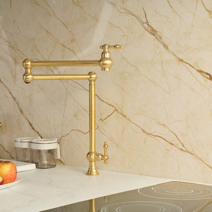 Vintage Unlacquered Brass Pot Filler Faucet