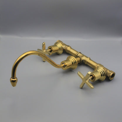 Antique Copper Wall-Mount Bridge Faucet