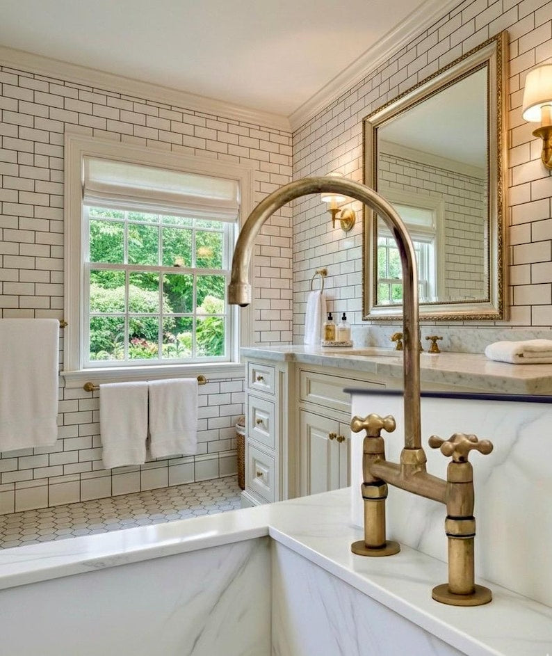 Luxury Solid Brass Bridge Kitchen Faucet