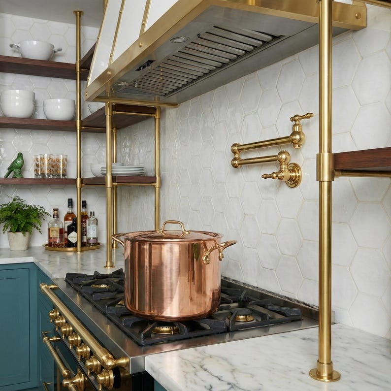 Luxury Unlacquered Brass Wall Pot Filler Faucet