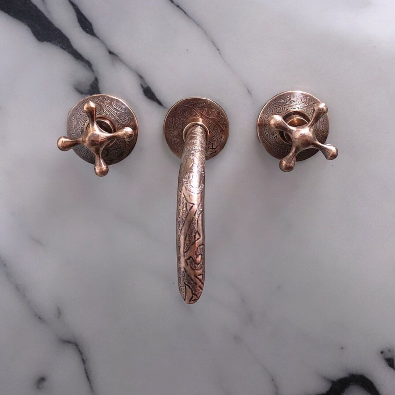 Intricately Hand-Engraved Wall-Mount Faucet