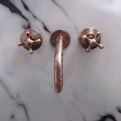 Intricately Hand-Engraved Wall-Mount Faucet