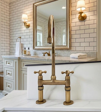 Luxury Solid Brass Bridge Kitchen Faucet