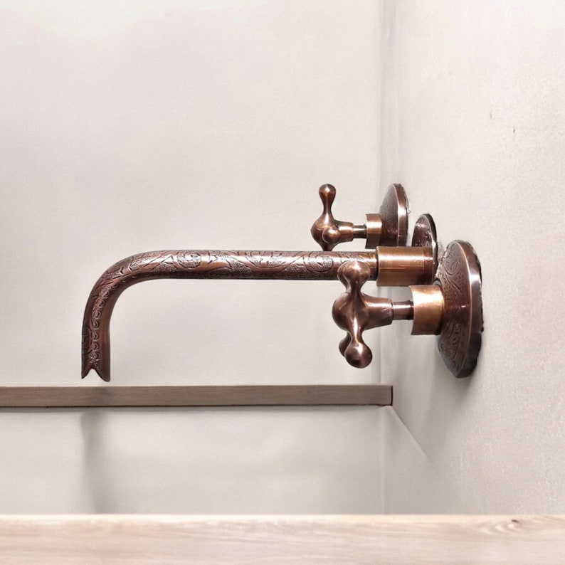 Intricately Hand-Engraved Wall-Mount Faucet