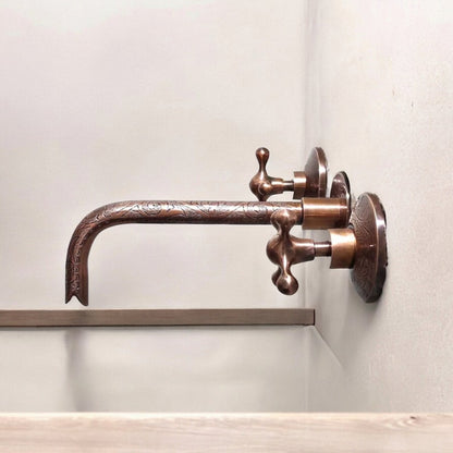 Intricately Hand-Engraved Wall-Mount Faucet