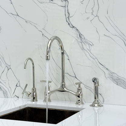 Polished Nickel Bridge Kitchen Faucet
