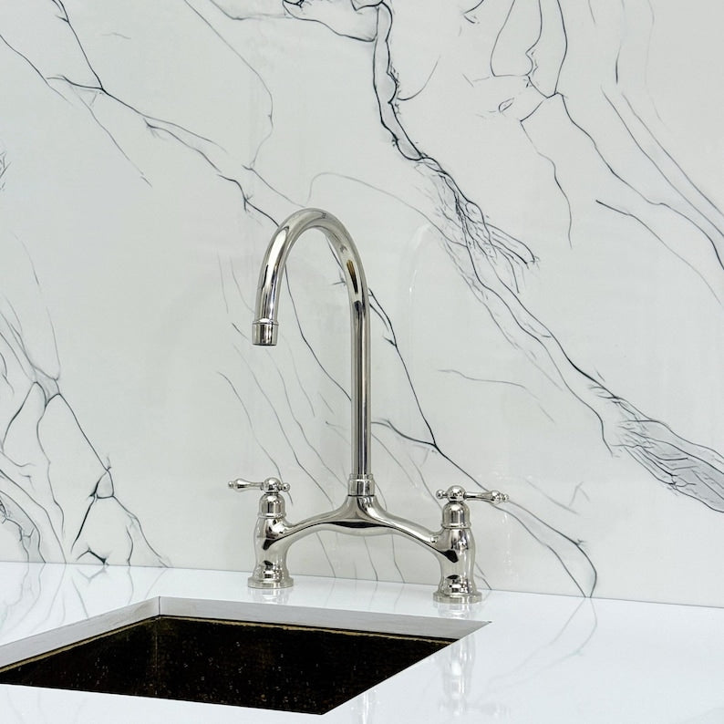 Polished Nickel Bridge Kitchen Faucet