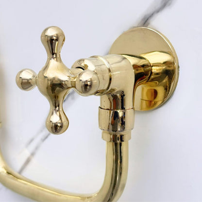 Polished Brass Wall Mount Pot Filler Faucet