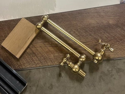 Unlacquered Brass Wall Mounted Pot Filler Faucet